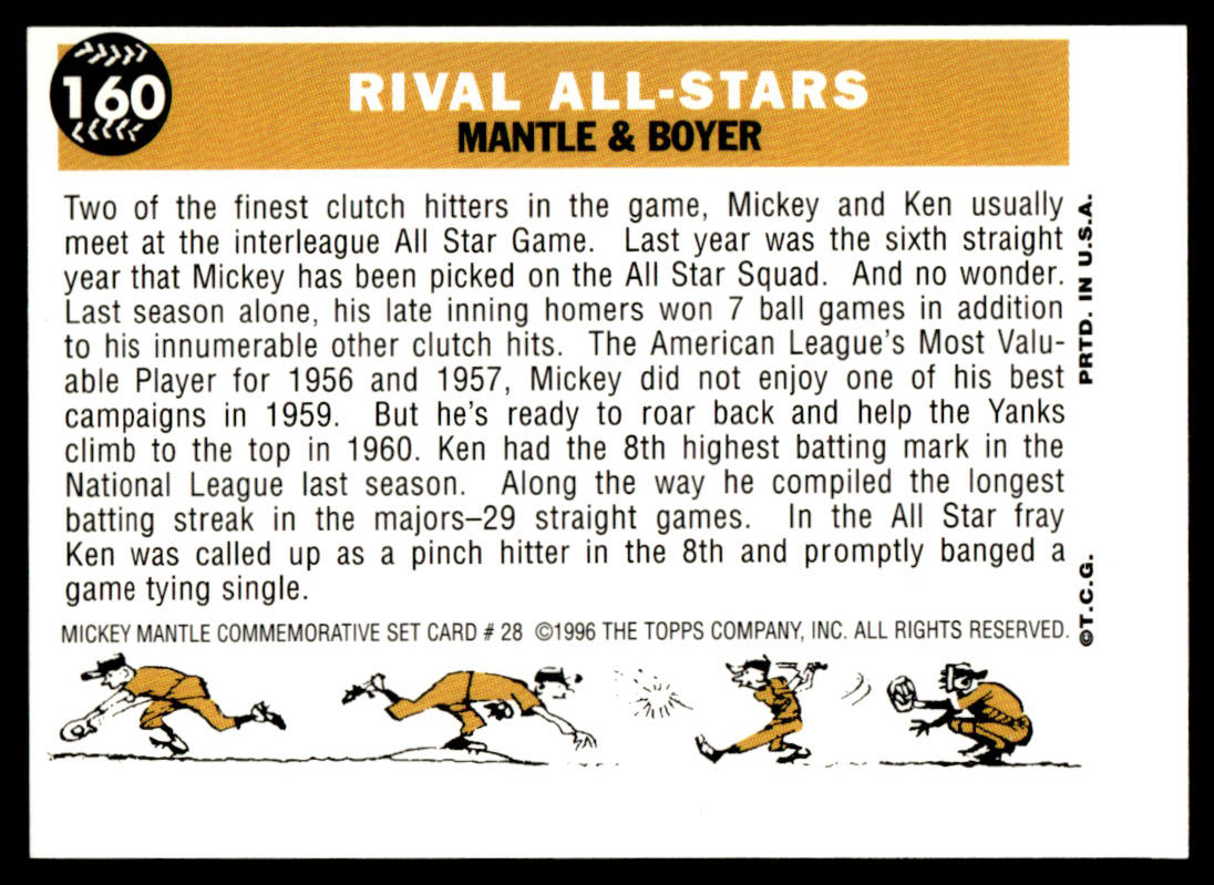 1997 Topps Baseball Mickey Mantle Reprints #28 - Rival All Stars