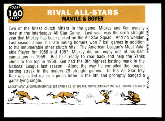 1997 Topps Baseball Mickey Mantle Reprints #28 - Rival All Stars