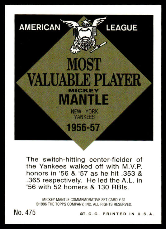 1997 Topps Baseball Mickey Mantle Reprints #31 - Mickey Mantle