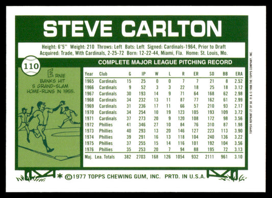 2001 Topps Baseball Through the Years Reprints #27 - Steve Carlton