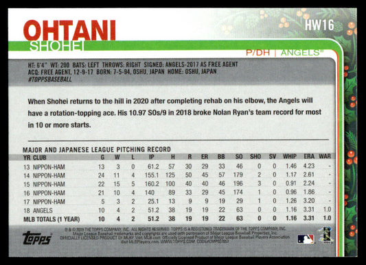 2019 Topps Holiday Baseball #HW16 - Shohei Ohtani