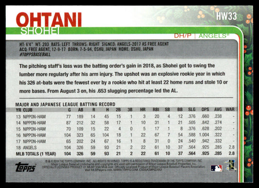 2019 Topps Holiday Baseball #HW33 - Shohei Ohtani