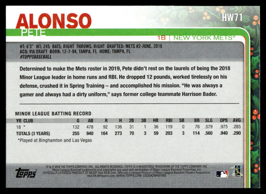 2019 Topps Holiday Baseball #HW71 - Pete Alonso