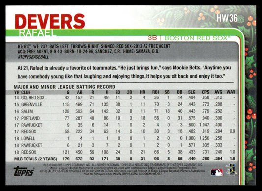 2019 Topps Holiday Baseball #HW36 - Rafael Devers