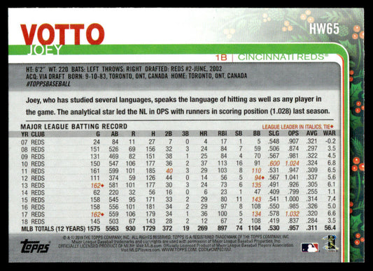 2019 Topps Holiday Baseball #HW65 - Joey Votto