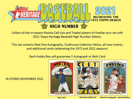 2021 Topps Heritage Baseball High Number - Factory Sealed Hobby Box - 24 Packs
