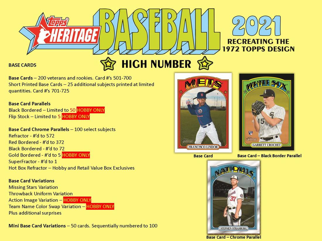2021 Topps Heritage Baseball High Number - Factory Sealed Hobby Box - 24 Packs