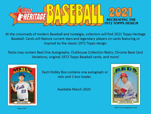 2021 Topps Heritage Baseball - Factory Sealed Hobby Box - 24 Packs