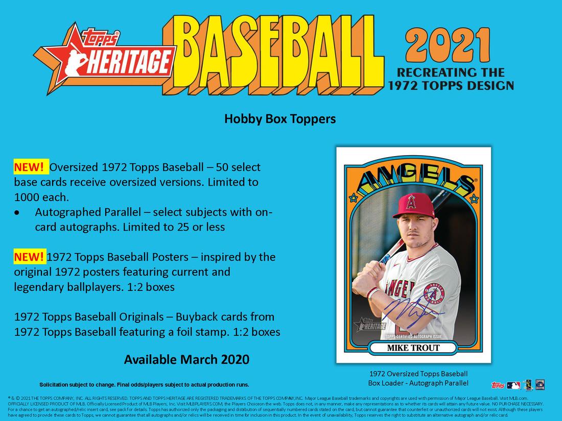 2021 Topps Heritage Baseball - Factory Sealed Hobby Box - 24 Packs