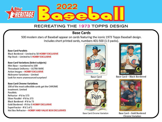 2022 Topps Heritage Baseball - Factory Sealed Hobby Box - 24 Packs