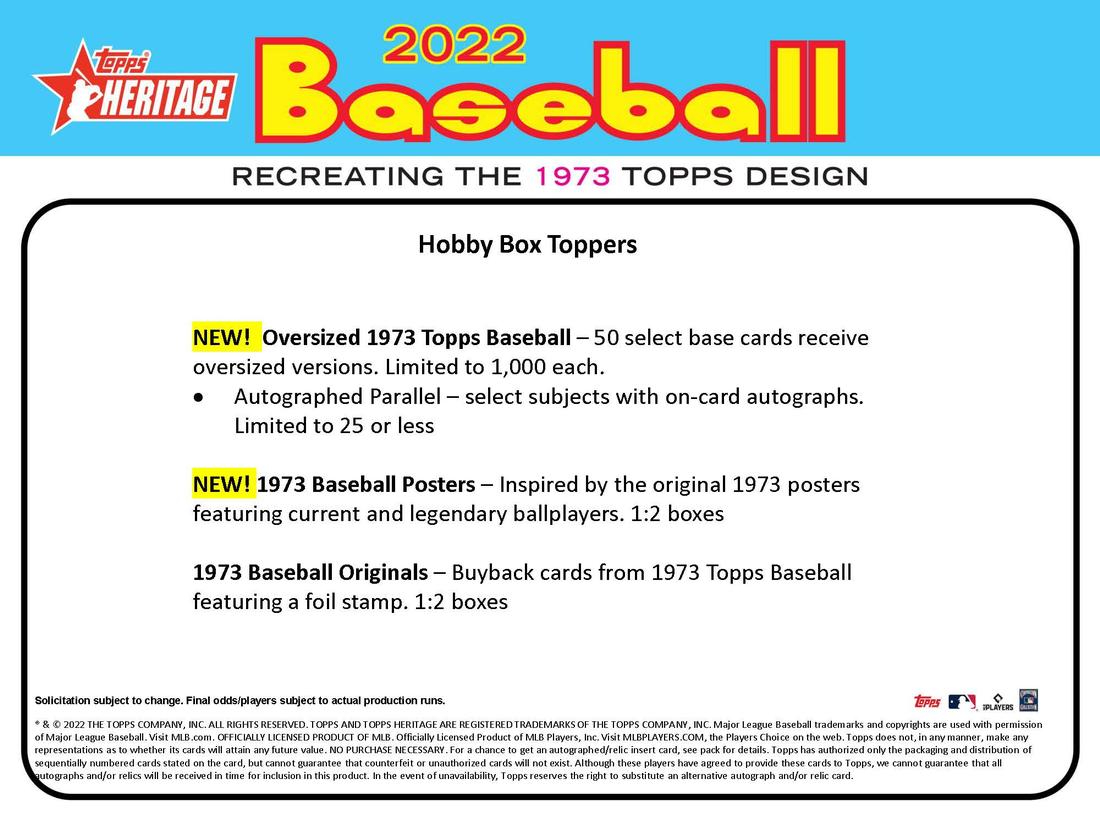 2022 Topps Heritage Baseball - Factory Sealed Hobby Box - 24 Packs