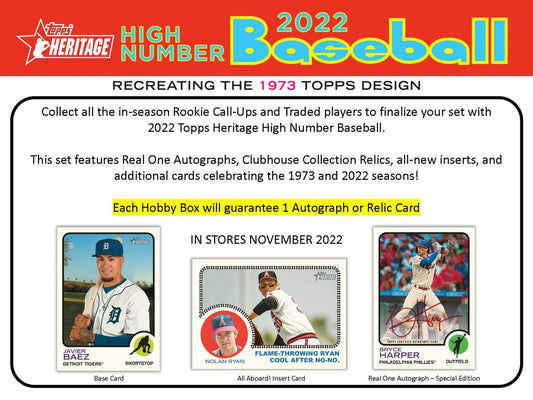 2022 Topps Heritage Baseball High Number - Factory Sealed Hobby Box - 24 Packs