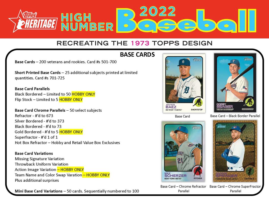 2022 Topps Heritage Baseball High Number - Factory Sealed Hobby Box - 24 Packs