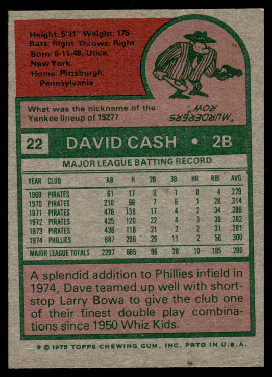 1975 Topps Baseball #22 - Dave Cash - NM
