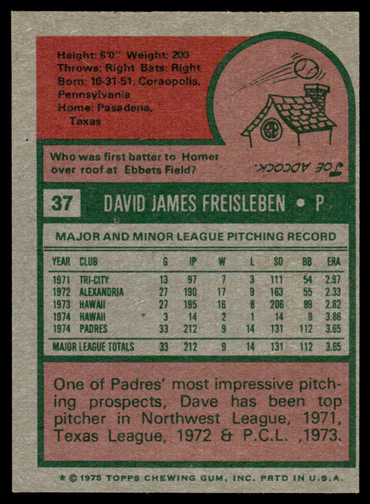 1975 Topps Baseball #37 - Dave Freisleben - NM