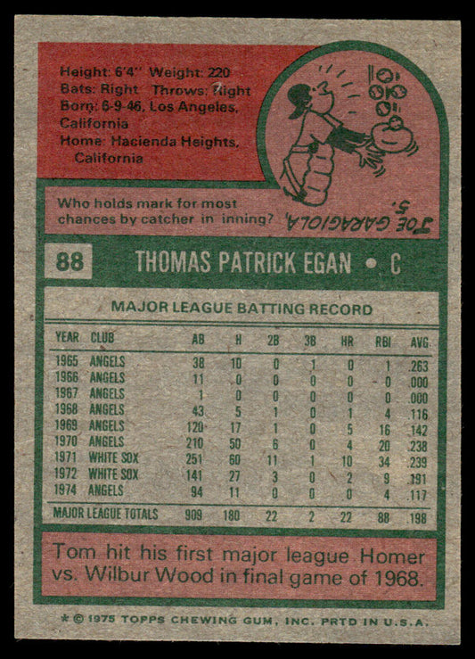1975 Topps Baseball #88 - Tom Egan - NM