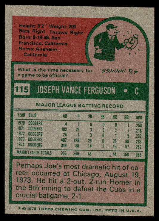 1975 Topps Baseball #115 - Joe Ferguson - NM