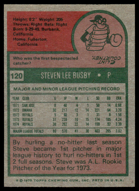 1975 Topps Baseball #120 - Steve Busby - NM