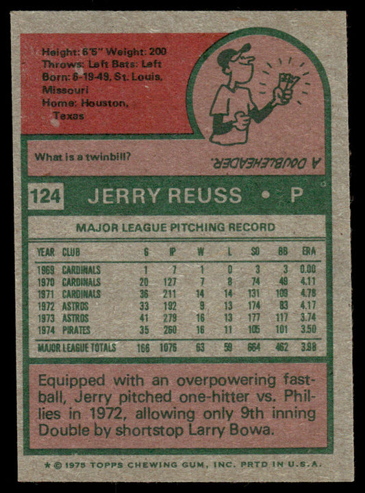 1975 Topps Baseball #124 - Jerry Reuss - NM