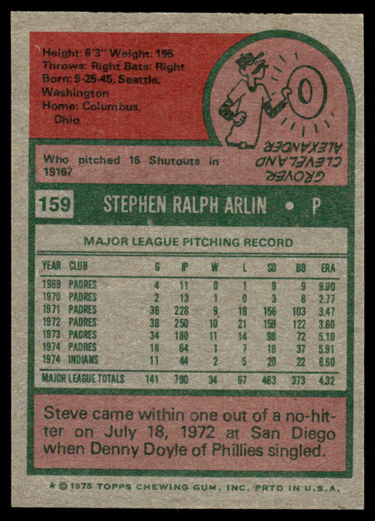 1975 Topps Baseball #159 - Steve Arlin - NM