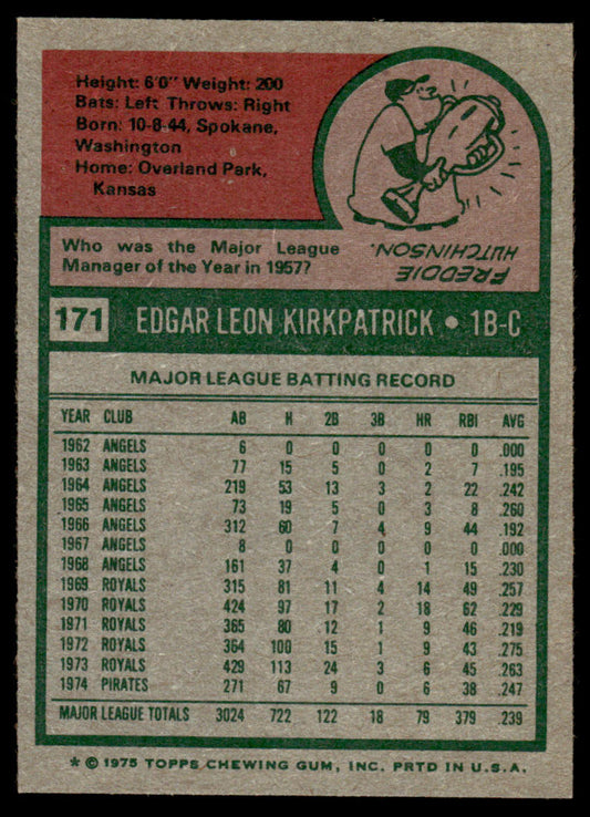 1975 Topps Baseball #171 - Ed Kirkpatrick - NM