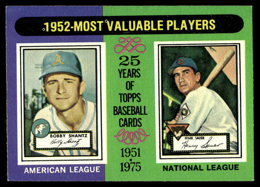 1975 Topps Baseball #190 - 1952 MVPs - Shantz/Sauer - NM