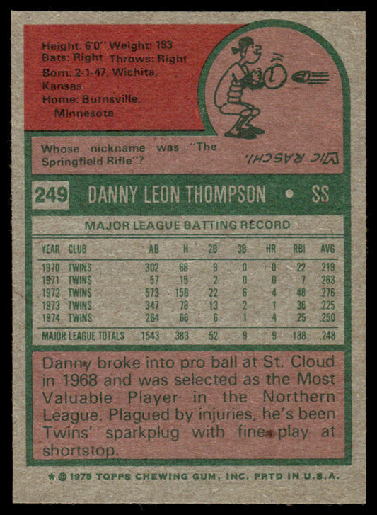 1975 Topps Baseball #249 - Danny Thompson - NMMT
