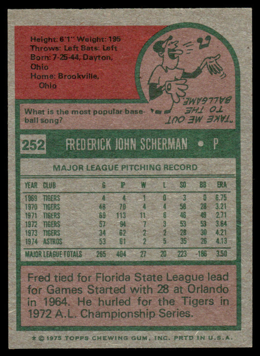 1975 Topps Baseball #252 - Fred Scherman - NM
