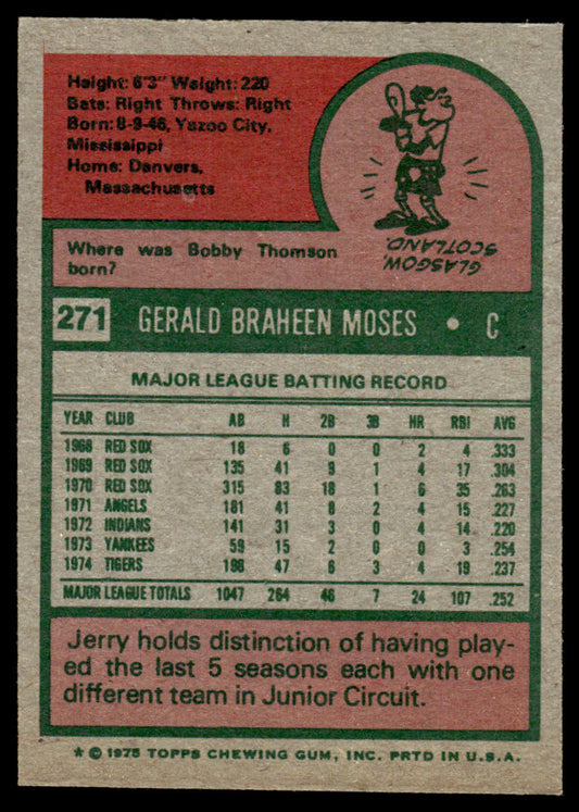 1975 Topps Baseball #271 - Jerry Moses - NM