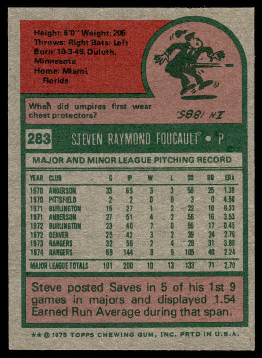 1975 Topps Baseball #283 - Steve Foucault - NM