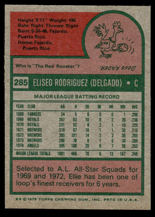 1975 Topps Baseball #285 - Ellie Rodriguez - NM