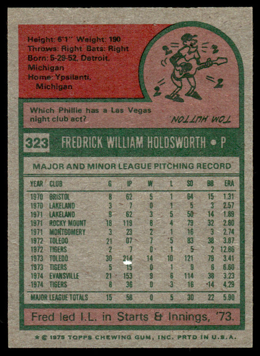 1975 Topps Baseball #323 - Fred Holdsworth - NM