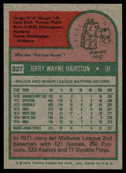 1975 Topps Baseball #327 - Jerry Hairston - NMMT