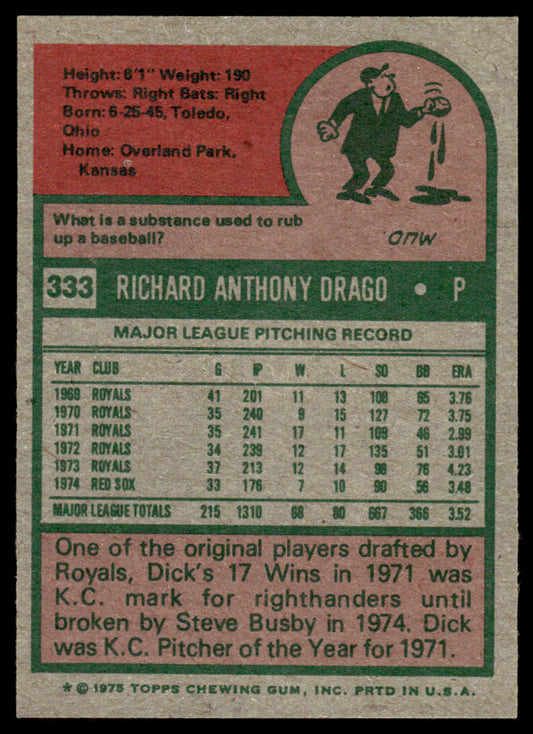 1975 Topps Baseball #333 - Dick Drago - NM