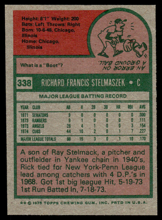 1975 Topps Baseball #338 - Rick Stelmaszek - NM