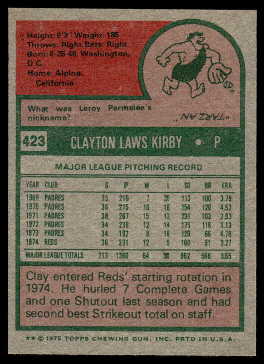 1975 Topps Baseball #423 - Clay Kirby - NM