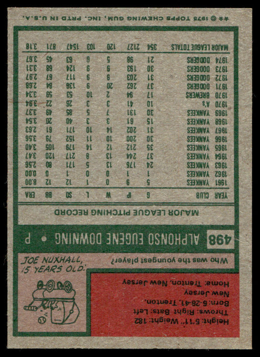 1975 Topps Baseball #498 - Al Downing - NM