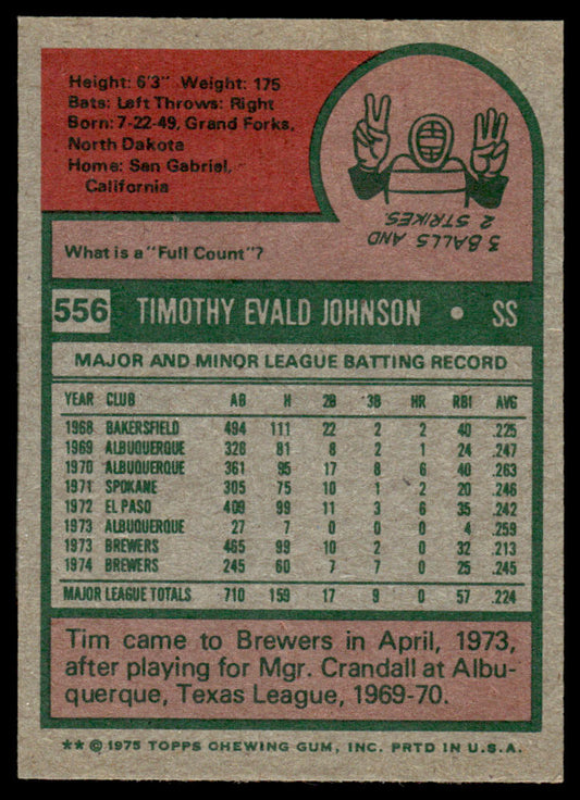 1975 Topps Baseball #556 - Tim Johnson - NM