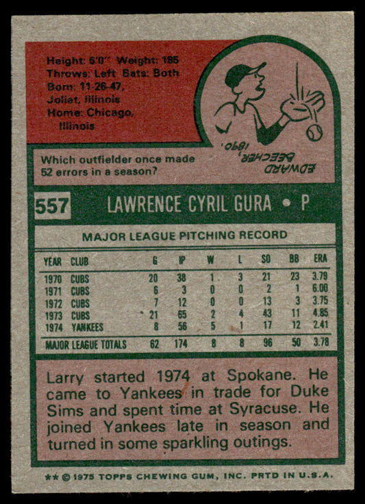 1975 Topps Baseball #557 - Larry Gura - EXMT