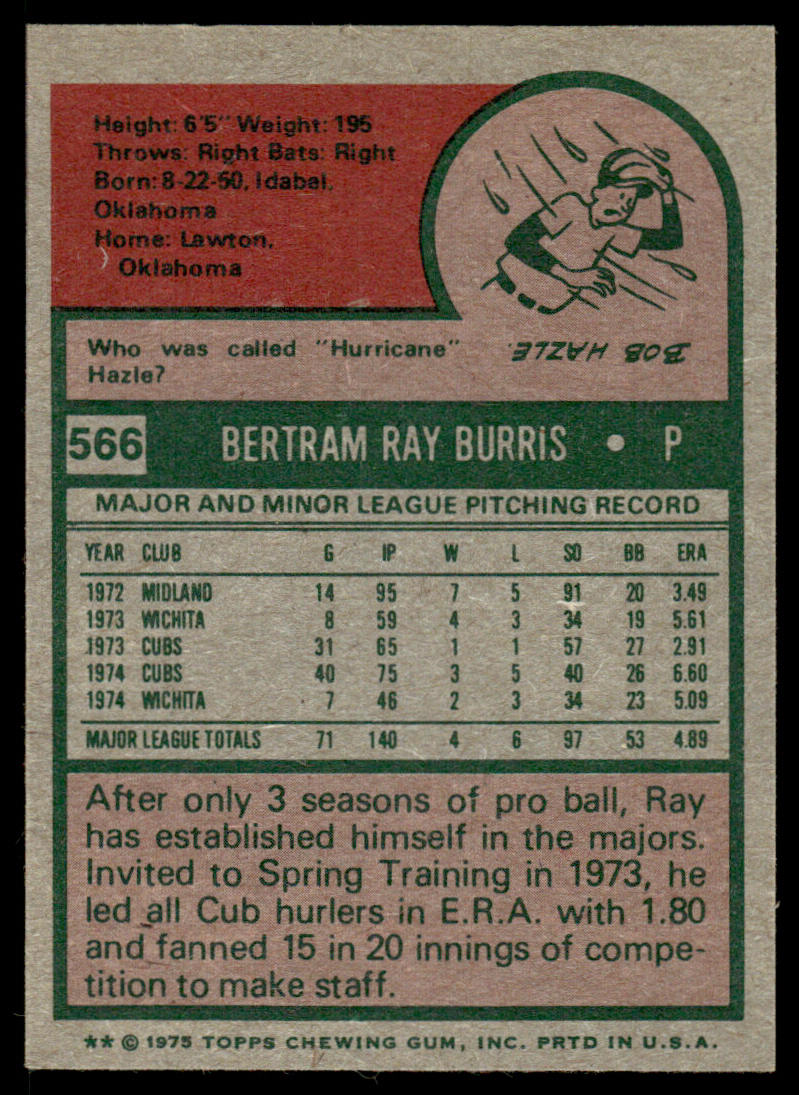 1975 Topps Baseball #566 - Ray Burris - NM