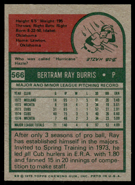 1975 Topps Baseball #566 - Ray Burris - NM
