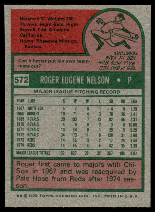 1975 Topps Baseball #572 - Roger Nelson - NM
