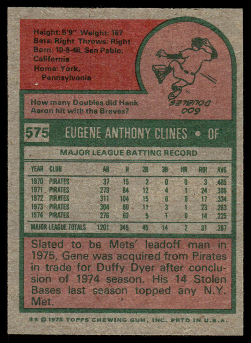 1975 Topps Baseball #575 - Gene Clines - NM
