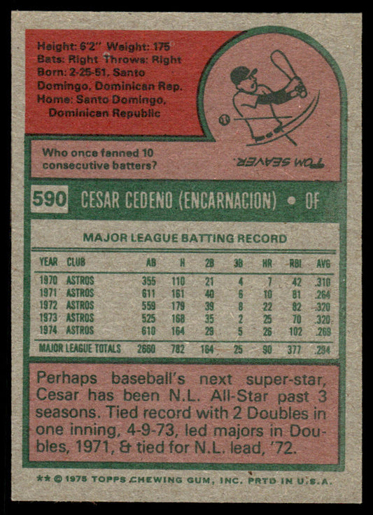 1975 Topps Baseball #590 - Cesar Cedeno - NM