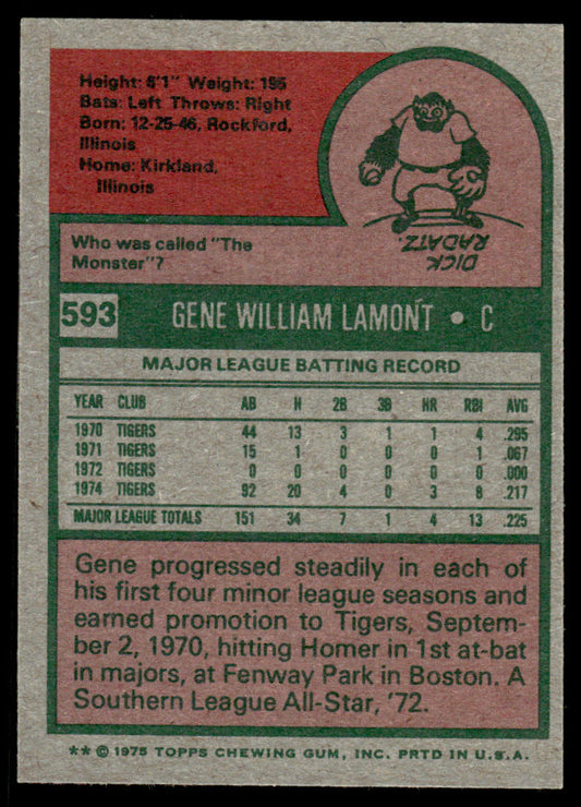 1975 Topps Baseball #593 - Gene Lamont - NM