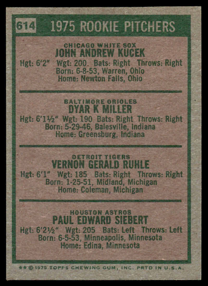 1975 Topps Baseball #614 - 1975 Rookie Pitchers - NM