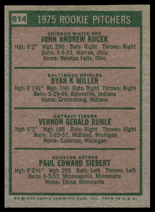 1975 Topps Baseball #614 - 1975 Rookie Pitchers - NM