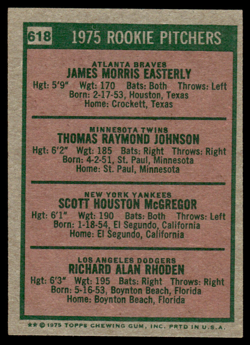 1975 Topps Baseball #618 - 1975 Rookie Pitchers - NM