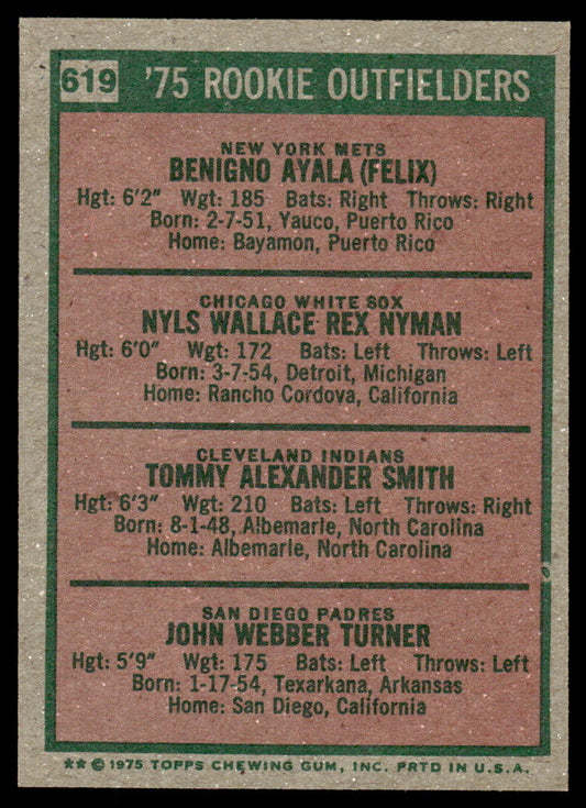 1975 Topps Baseball #619 - 1975 Rookie Outfielders - NM