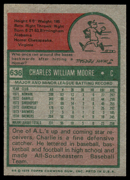 1975 Topps Baseball #636 - Charlie Moore - NM